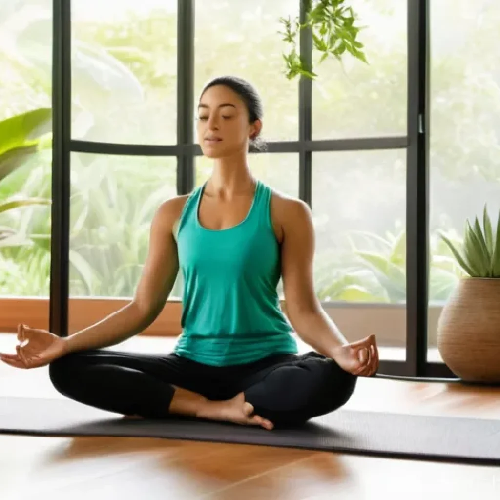 무속과 전통 문화의 융합 - **Prompt:** A serene and inviting indoor-outdoor setting where modern wellness meets ancient wisdom....