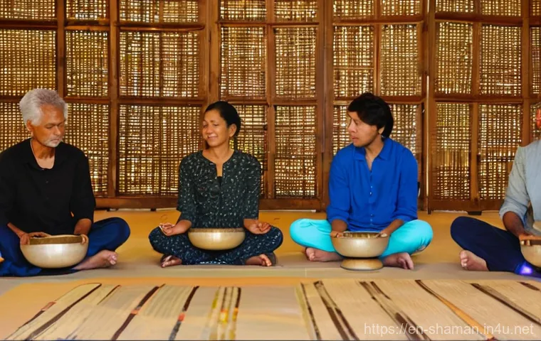 무속과 전통 문화의 융합 - **Prompt:** A serene and inviting indoor-outdoor setting where modern wellness meets ancient wisdom....