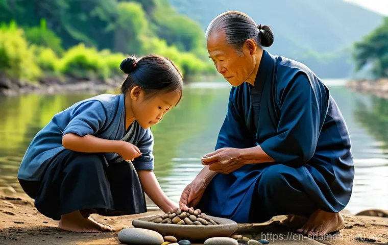 한국 전통 무속 신앙 - **A Reverent Gut Ceremony in an Urban Sanctuary**
    A powerful female Korean shaman (Mudang) in he...