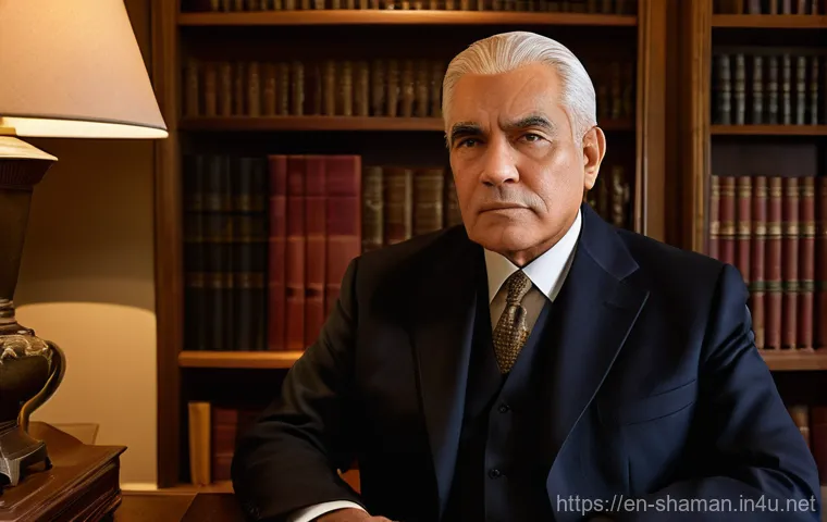 무속인과 유명 정치인 - **A modern political leader seeking discreet counsel from a spiritual advisor.**
    *   **Descripti...