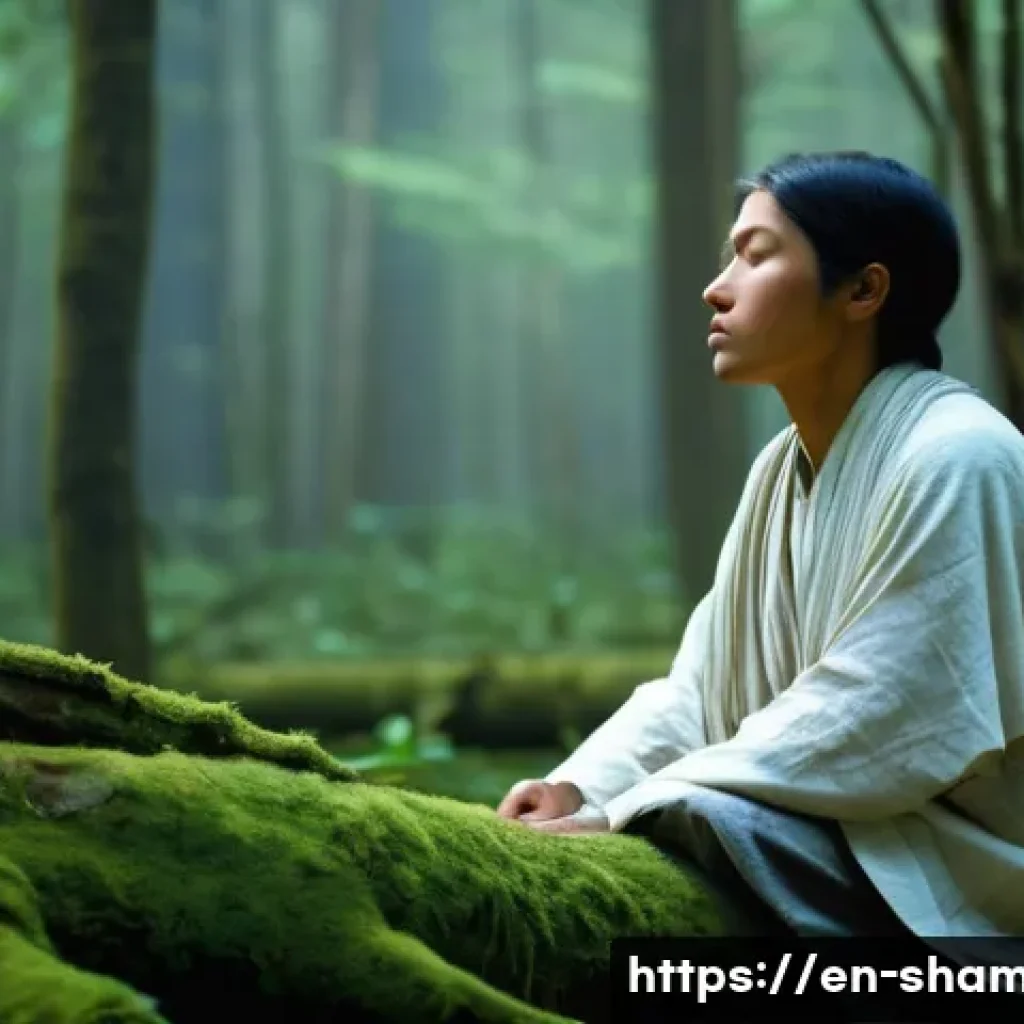 무속인들의 생활 - **"The Call to the Sacred Path"**
    Imagine a serene, ancient forest scene at twilight. In the for...