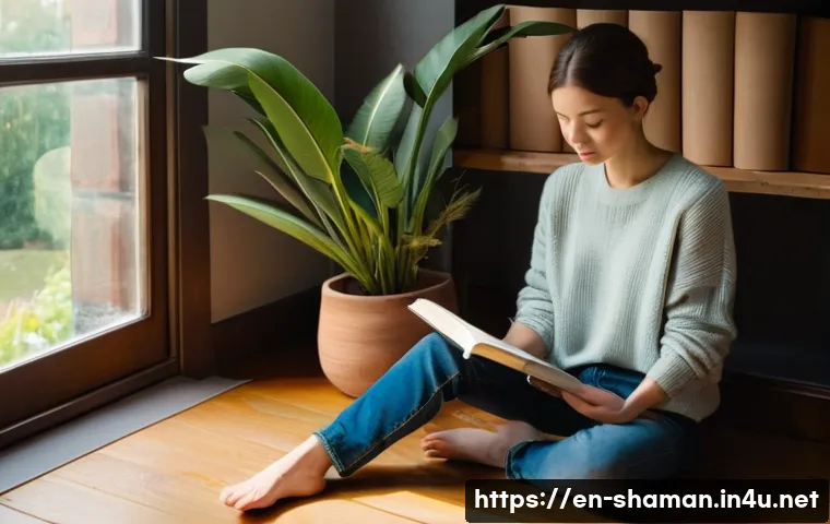 무속 관련 체험 프로그램 - **Prompt:** A serene, gender-neutral person, dressed in comfortable, modern attire (e.g., a soft kni...