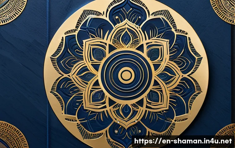 무속 신앙과 디자인 - A serene wellness brand packaging design featuring a soft indigo and gold color palette, with an int...